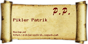 Pikler Patrik névjegykártya